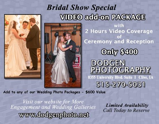 Des Moines IA Wedding Video Add-On Special